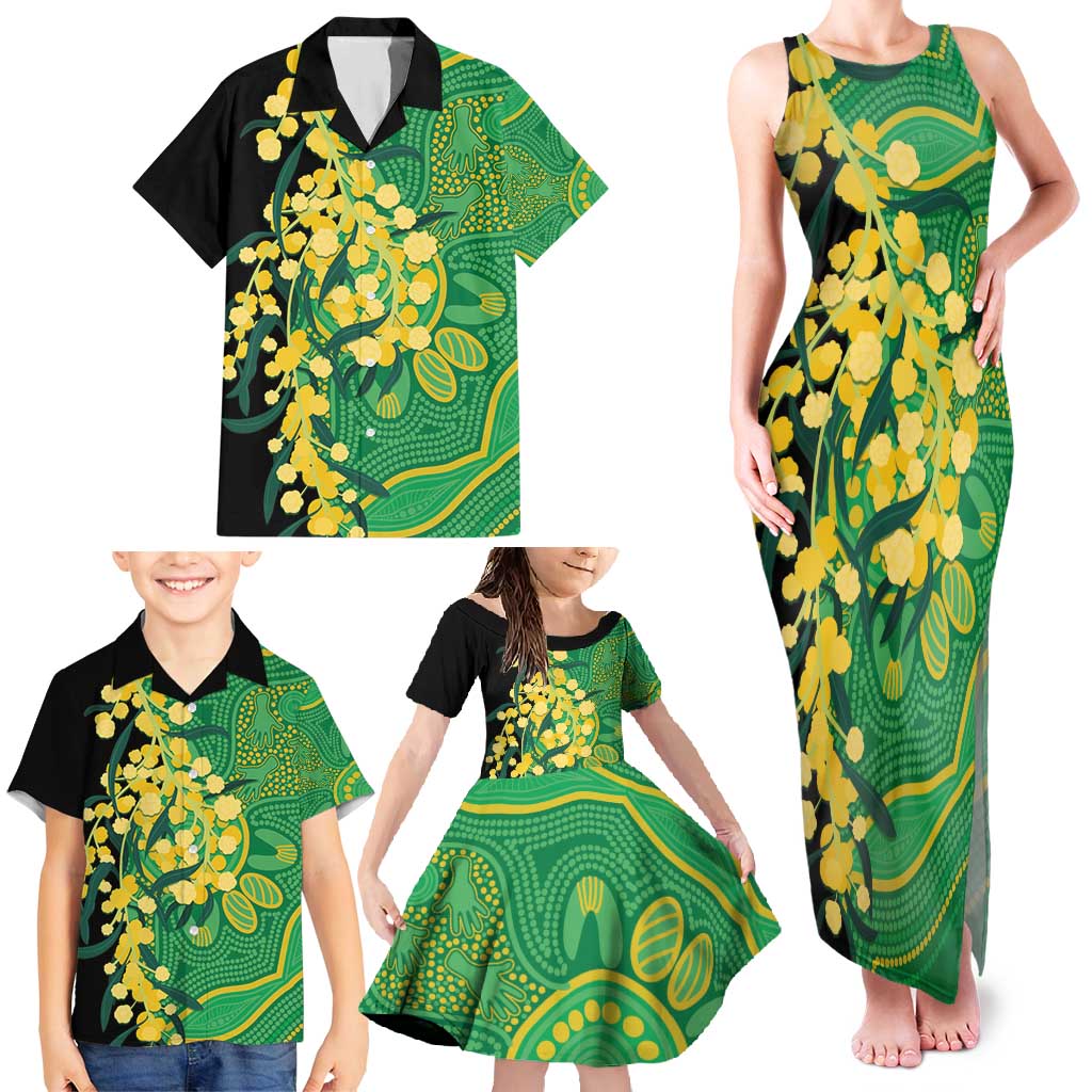 Australia Golden Wattle Family Matching Tank Maxi Dress and Hawaiian Shirt Aussie Native Flowers Indigenous Art - Aussie Hoodie
