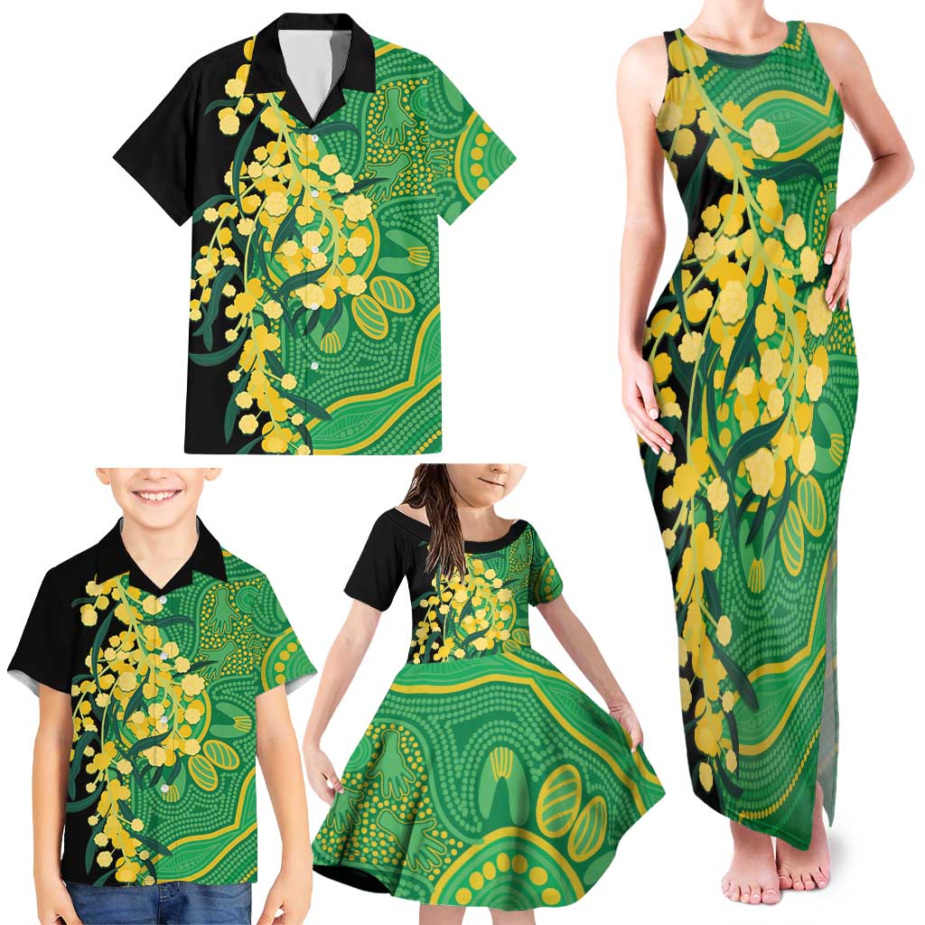 Australia Golden Wattle Family Matching Tank Maxi Dress and Hawaiian Shirt Aussie Native Flowers Indigenous Art - Aussie Hoodie
