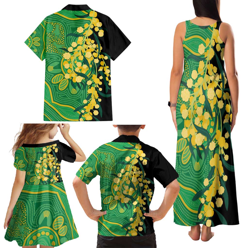 Australia Golden Wattle Family Matching Tank Maxi Dress and Hawaiian Shirt Aussie Native Flowers Indigenous Art - Aussie Hoodie