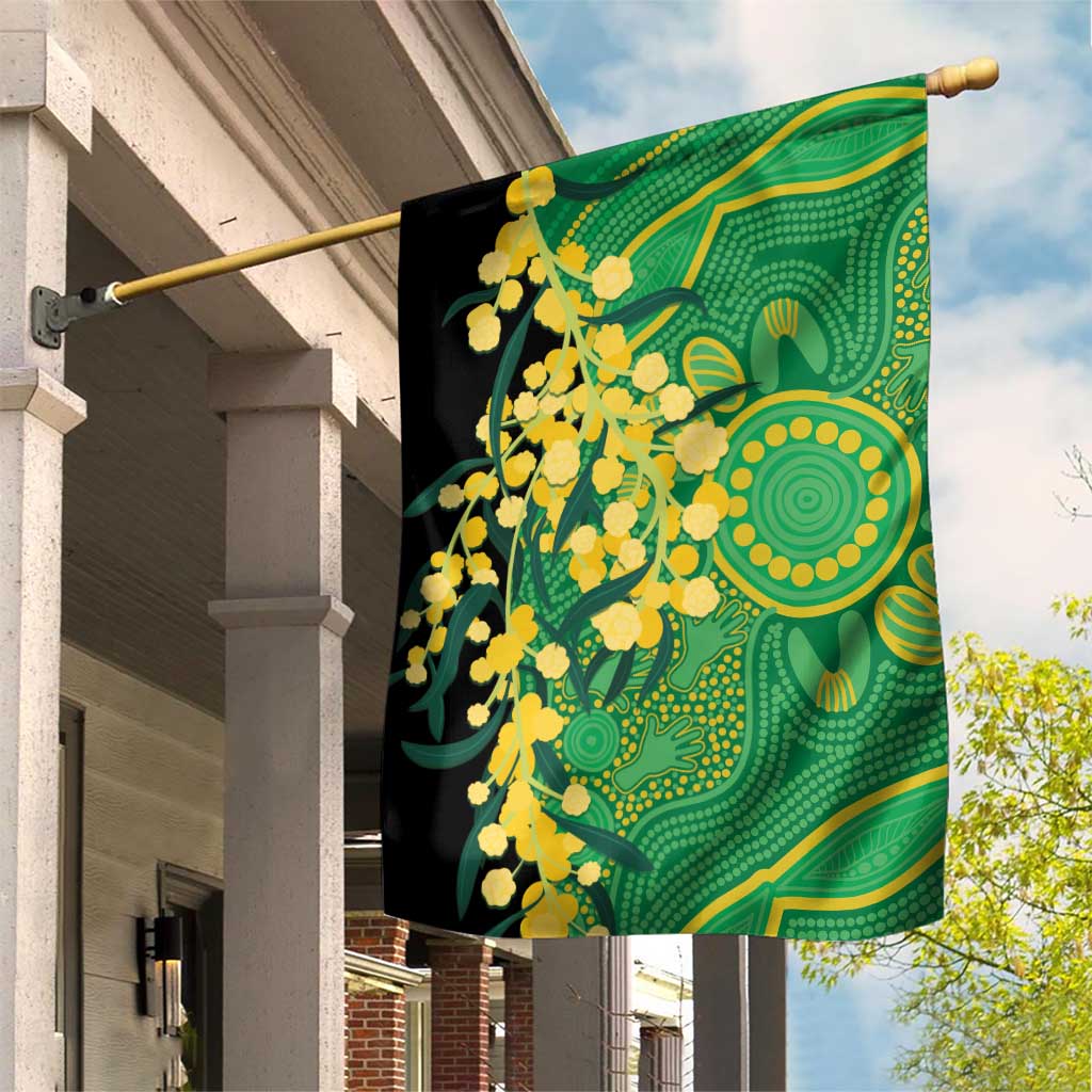 Australia Golden Wattle Garden Flag Aussie Native Flowers Indigenous Art - Aussie Hoodie