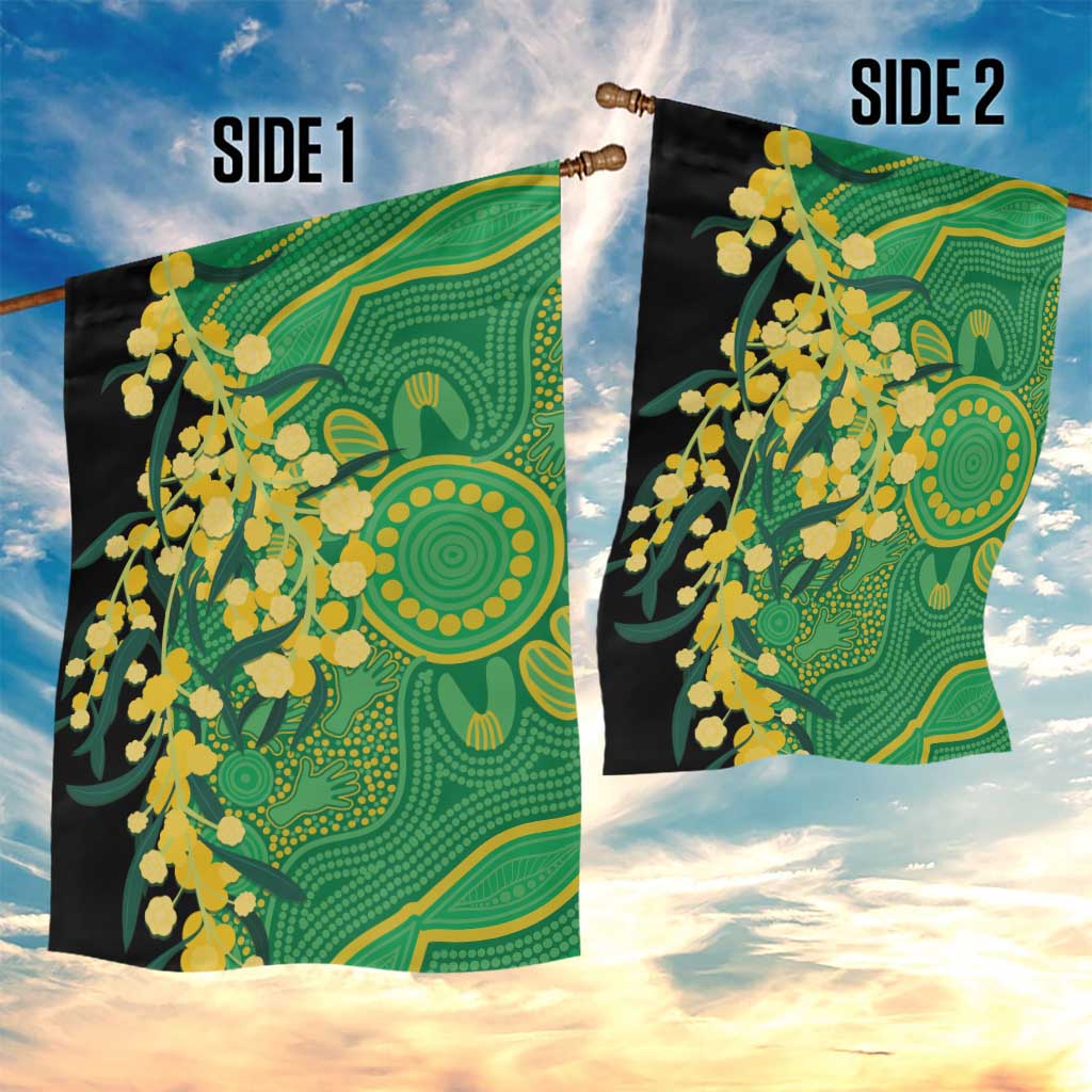 Australia Golden Wattle Garden Flag Aussie Native Flowers Indigenous Art - Aussie Hoodie
