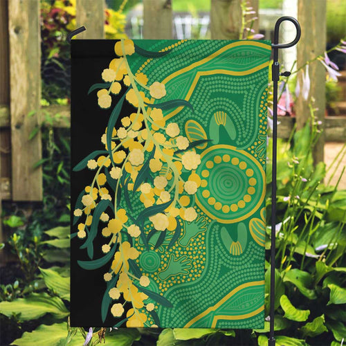 Australia Golden Wattle Garden Flag Aussie Native Flowers Indigenous Art - Aussie Hoodie