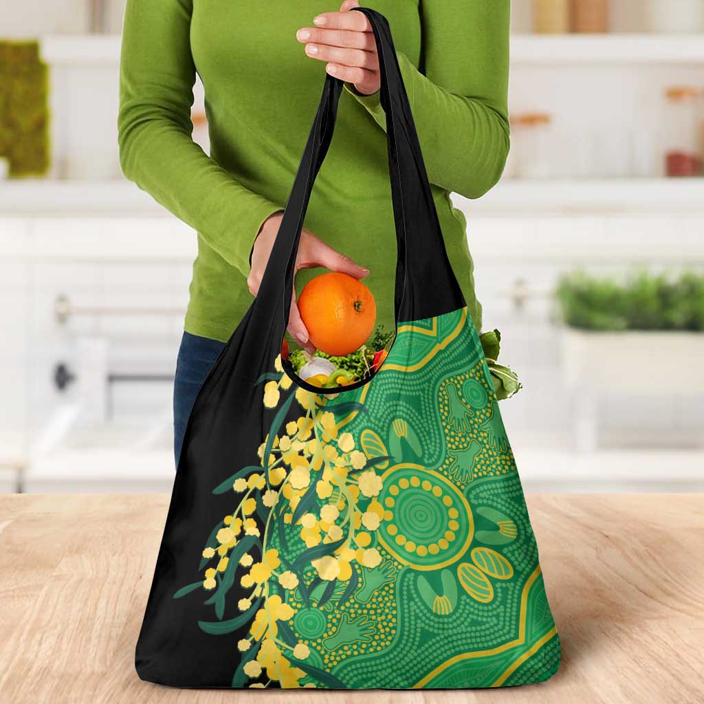 Australia Golden Wattle Grocery Bag Aussie Native Flowers Indigenous Art - Aussie Hoodie