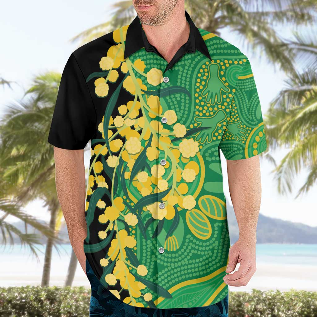 Australia Golden Wattle Hawaiian Shirt Aussie Native Flowers Indigenous Art - Aussie Hoodie