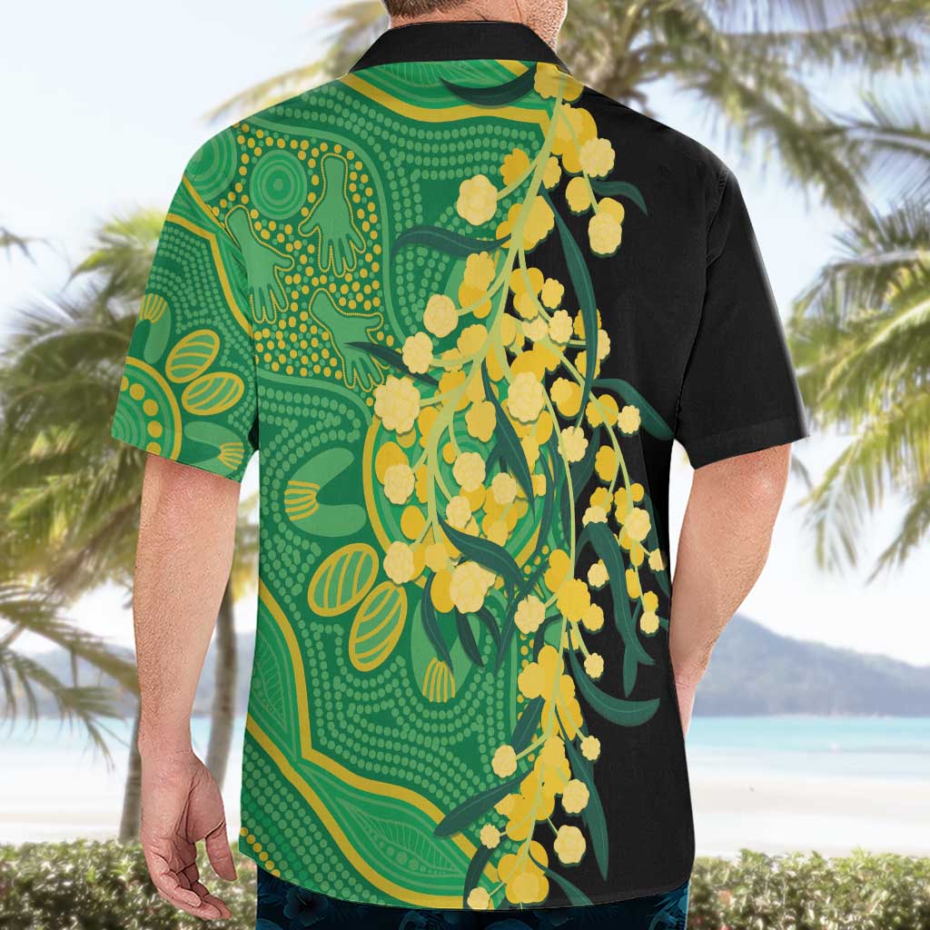 Australia Golden Wattle Hawaiian Shirt Aussie Native Flowers Indigenous Art - Aussie Hoodie