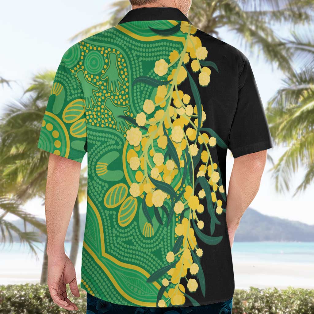 Australia Golden Wattle Hawaiian Shirt Aussie Native Flowers Indigenous Art - Aussie Hoodie