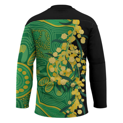 Australia Golden Wattle Hockey Jersey Aussie Native Flowers Indigenous Art - Aussie Hoodie