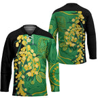 Australia Golden Wattle Hockey Jersey Aussie Native Flowers Indigenous Art - Aussie Hoodie