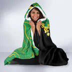 Australia Golden Wattle Hooded Blanket Aussie Native Flowers Indigenous Art - Aussie Hoodie