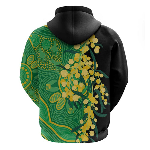 Australia Golden Wattle Hoodie Aussie Native Flowers Indigenous Art - Aussie Hoodie