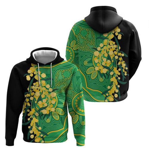 Australia Golden Wattle Hoodie Aussie Native Flowers Indigenous Art - Aussie Hoodie