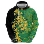 Australia Golden Wattle Hoodie Aussie Native Flowers Indigenous Art - Aussie Hoodie