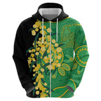 Australia Golden Wattle Hoodie Aussie Native Flowers Indigenous Art - Aussie Hoodie