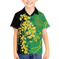 Australia Golden Wattle Kid Hawaiian Shirt Aussie Native Flowers Indigenous Art - Aussie Hoodie