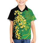 Australia Golden Wattle Kid Hawaiian Shirt Aussie Native Flowers Indigenous Art - Aussie Hoodie