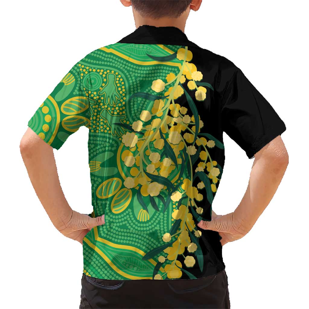 Australia Golden Wattle Kid Hawaiian Shirt Aussie Native Flowers Indigenous Art - Aussie Hoodie
