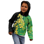 Australia Golden Wattle Kid Hoodie Aussie Native Flowers Indigenous Art - Aussie Hoodie