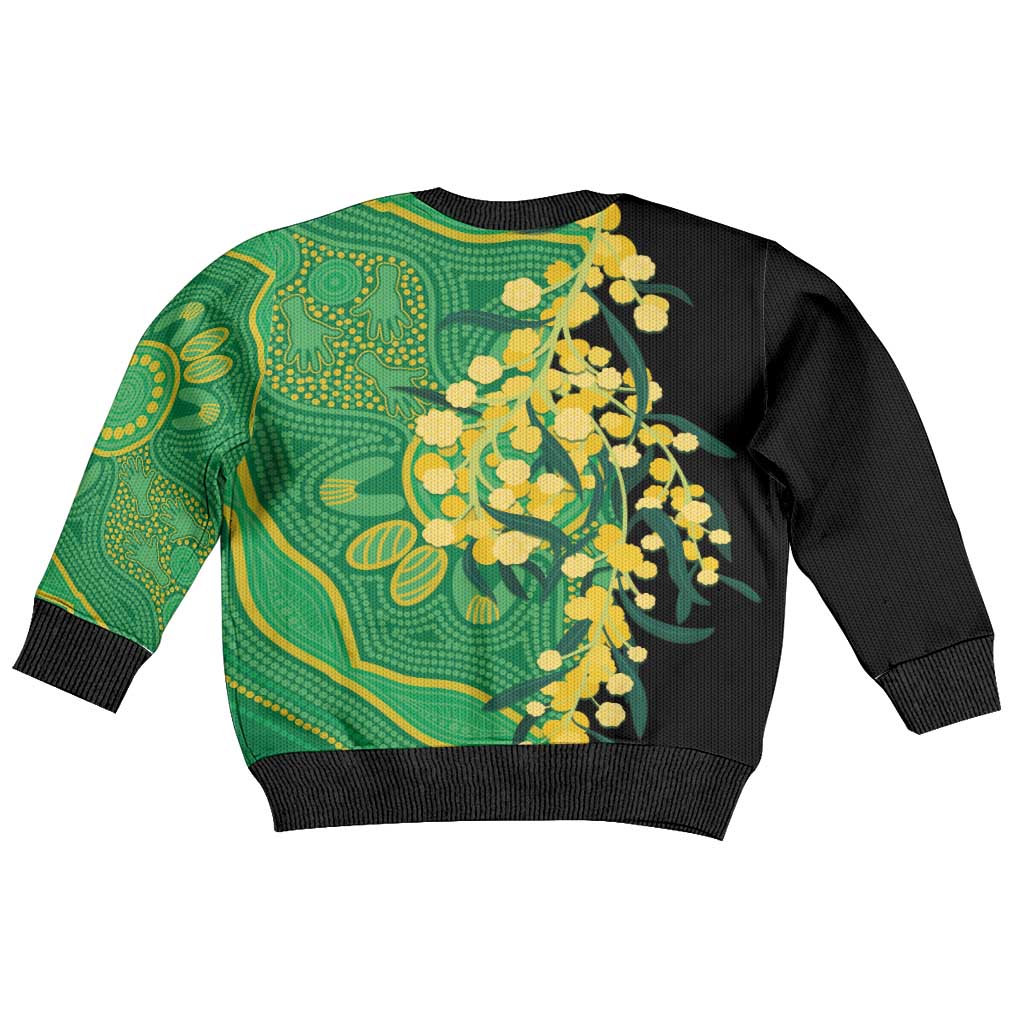 Australia Golden Wattle Kid Ugly Christmas Sweater Aussie Native Flowers Indigenous Art - Aussie Hoodie