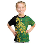 Australia Golden Wattle Kid T Shirt Aussie Native Flowers Indigenous Art - Aussie Hoodie