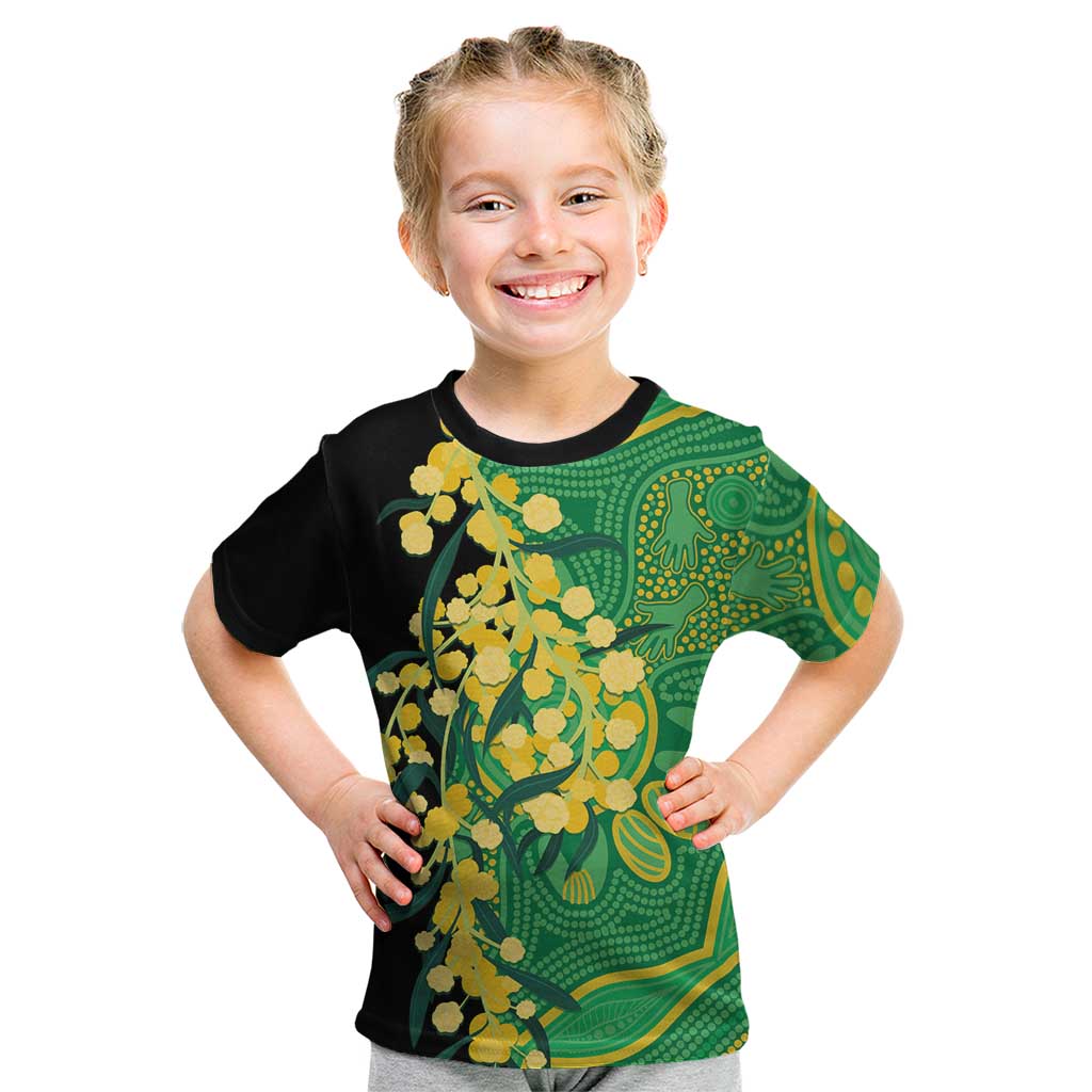 Australia Golden Wattle Kid T Shirt Aussie Native Flowers Indigenous Art - Aussie Hoodie