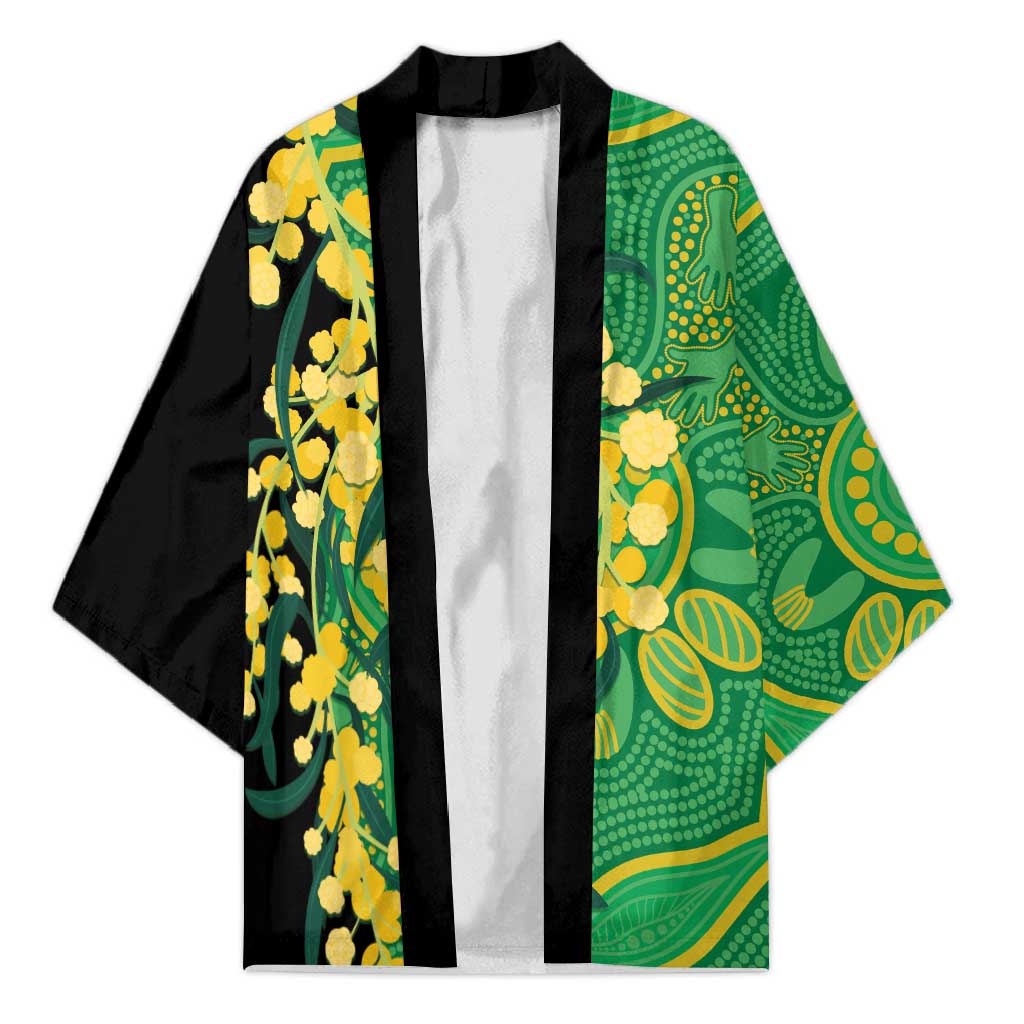 Australia Golden Wattle Kimono Aussie Native Flowers Indigenous Art - Aussie Hoodie