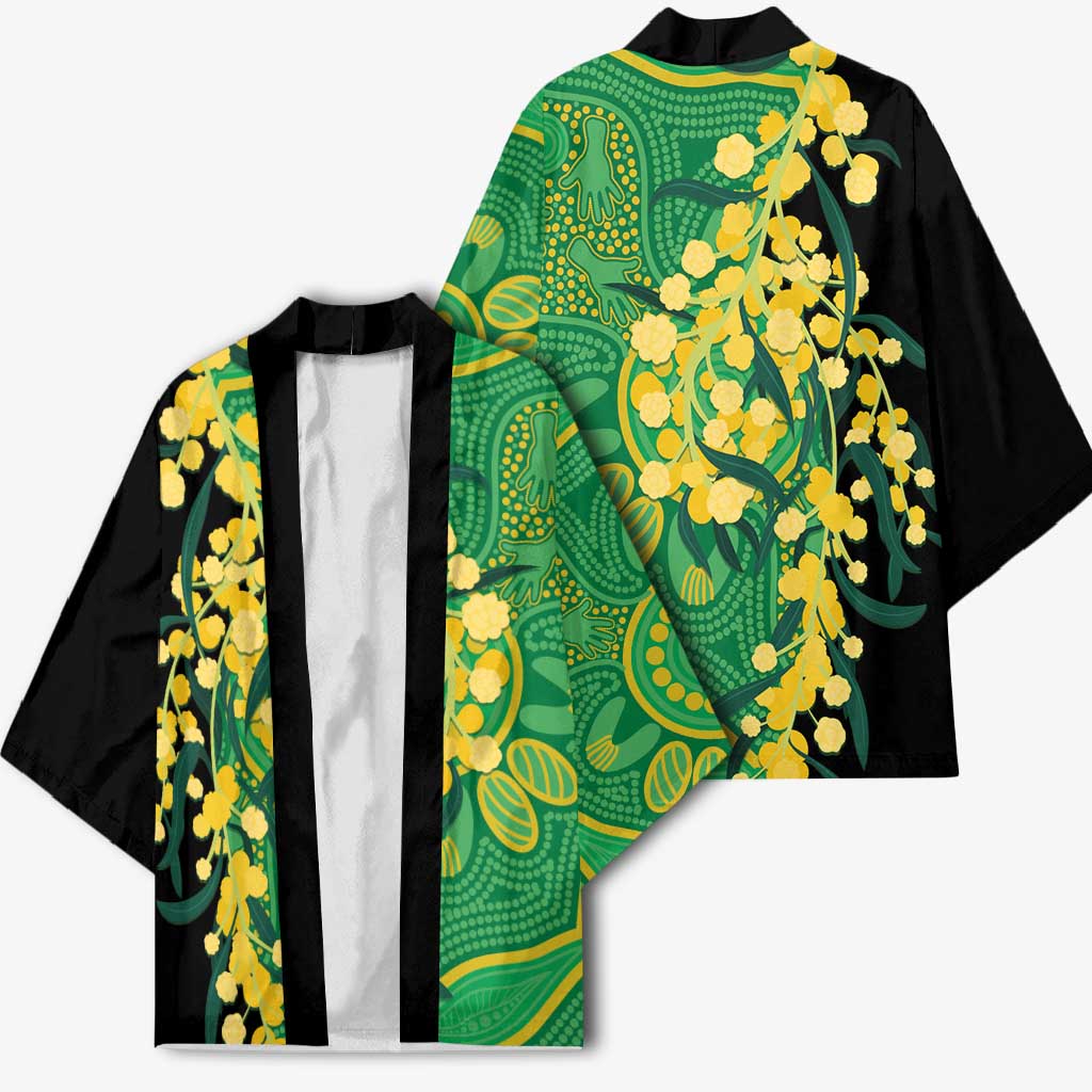 Australia Golden Wattle Kimono Aussie Native Flowers Indigenous Art - Aussie Hoodie