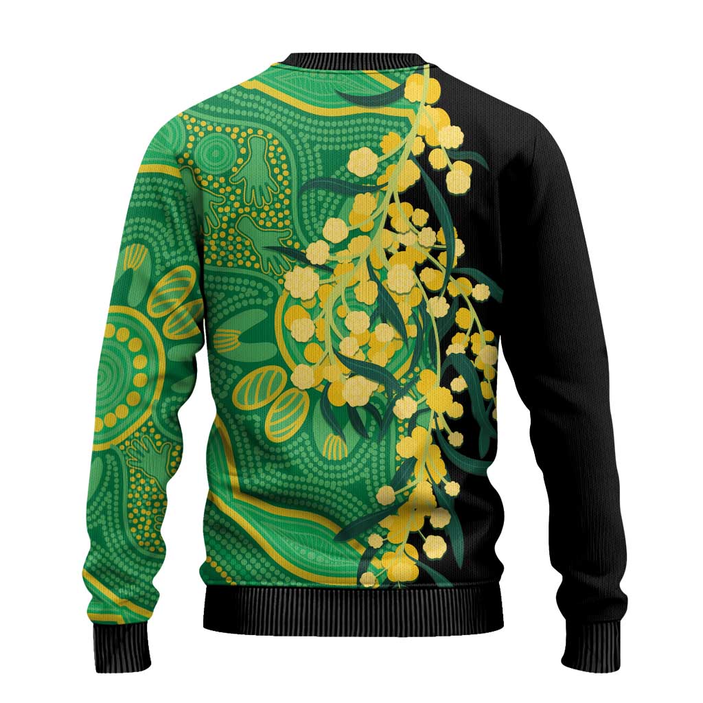Australia Golden Wattle Ugly Christmas Sweater Aussie Native Flowers Indigenous Art - Aussie Hoodie