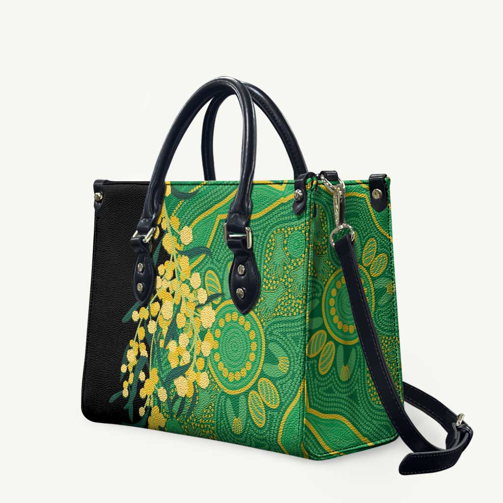 Australia Golden Wattle Leather Bag Aussie Native Flowers Indigenous Art - Aussie Hoodie