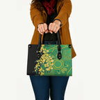 Australia Golden Wattle Leather Bag Aussie Native Flowers Indigenous Art - Aussie Hoodie