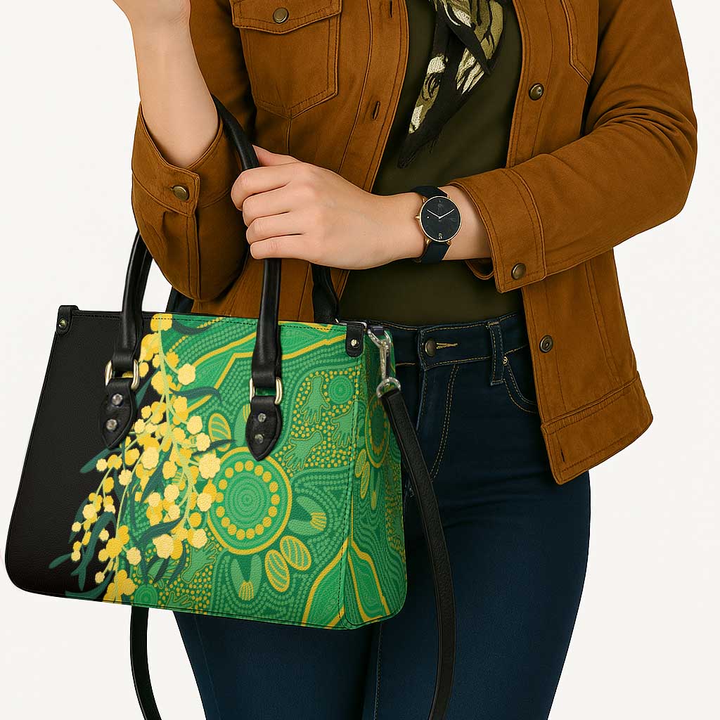 Australia Golden Wattle Leather Bag Aussie Native Flowers Indigenous Art - Aussie Hoodie