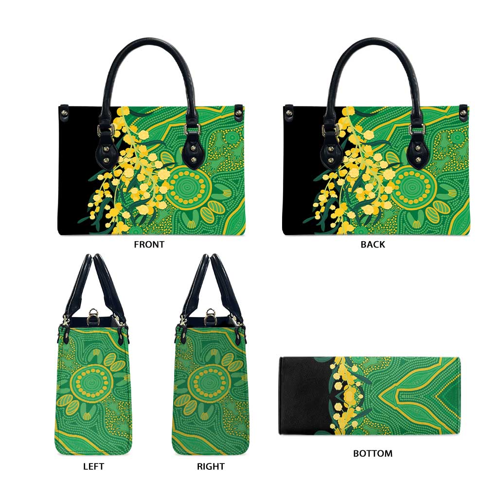 Australia Golden Wattle Leather Bag Aussie Native Flowers Indigenous Art - Aussie Hoodie