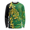 Australia Golden Wattle Long Sleeve Shirt Aussie Native Flowers Indigenous Art - Aussie Hoodie
