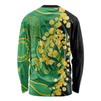 Australia Golden Wattle Long Sleeve Shirt Aussie Native Flowers Indigenous Art - Aussie Hoodie