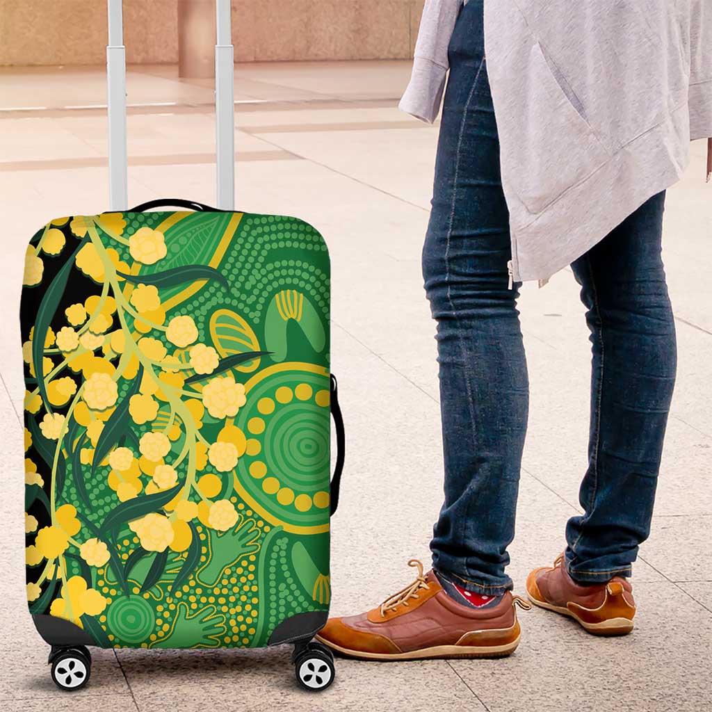 Australia Golden Wattle Luggage Cover Aussie Native Flowers Indigenous Art - Aussie Hoodie