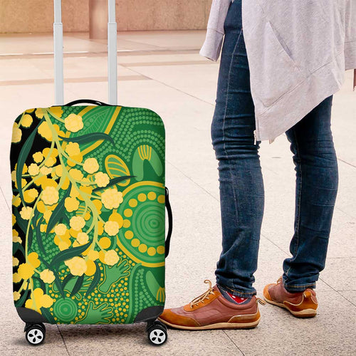 Australia Golden Wattle Luggage Cover Aussie Native Flowers Indigenous Art - Aussie Hoodie