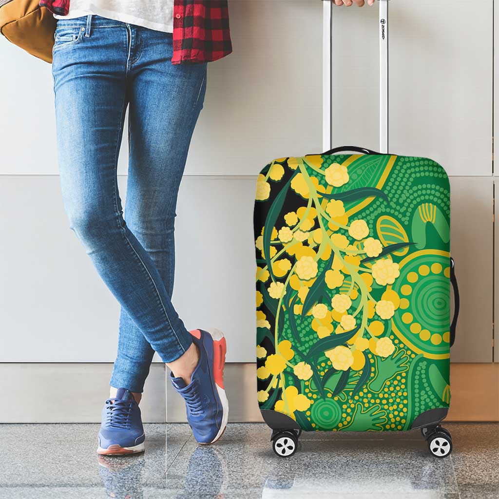 Australia Golden Wattle Luggage Cover Aussie Native Flowers Indigenous Art - Aussie Hoodie