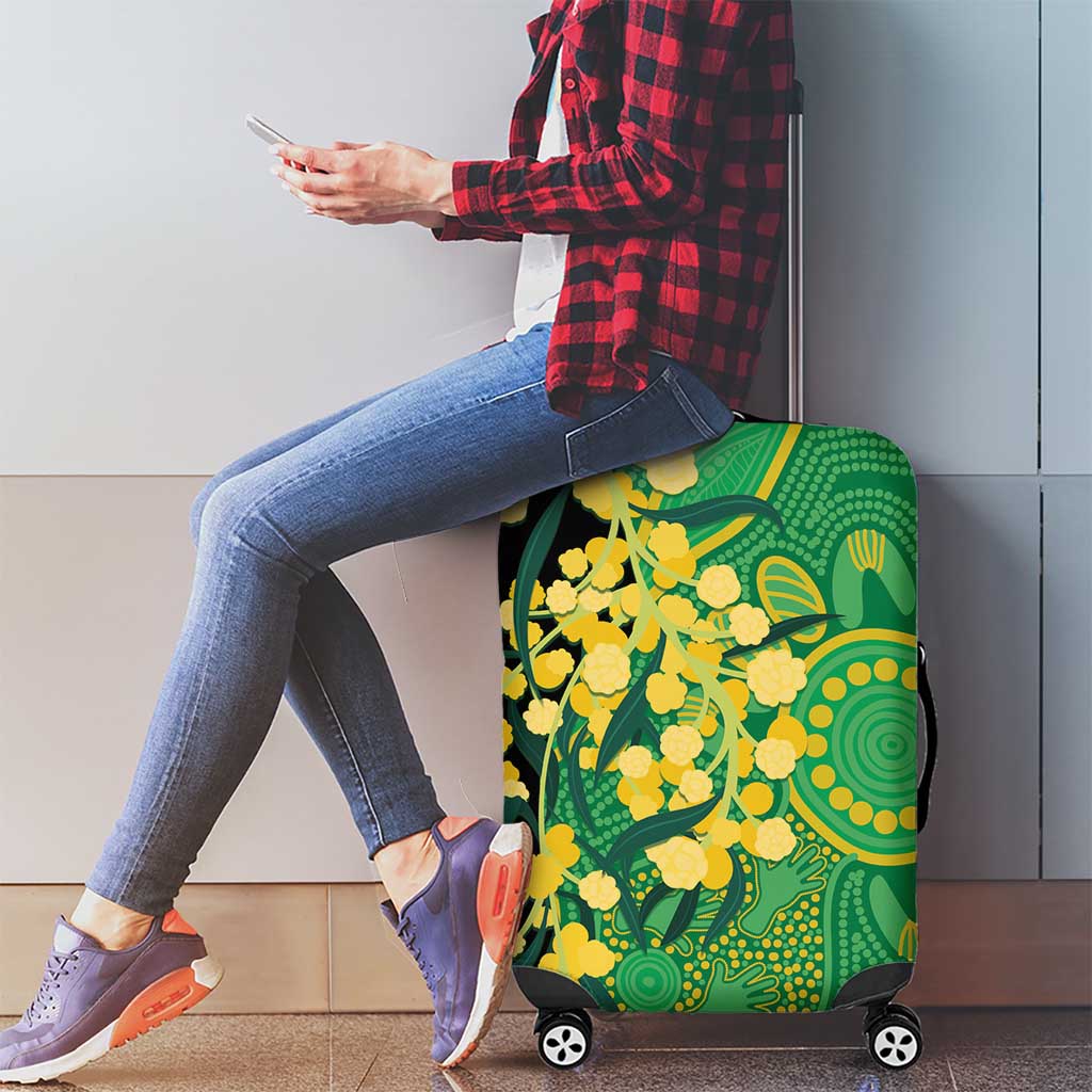 Australia Golden Wattle Luggage Cover Aussie Native Flowers Indigenous Art - Aussie Hoodie