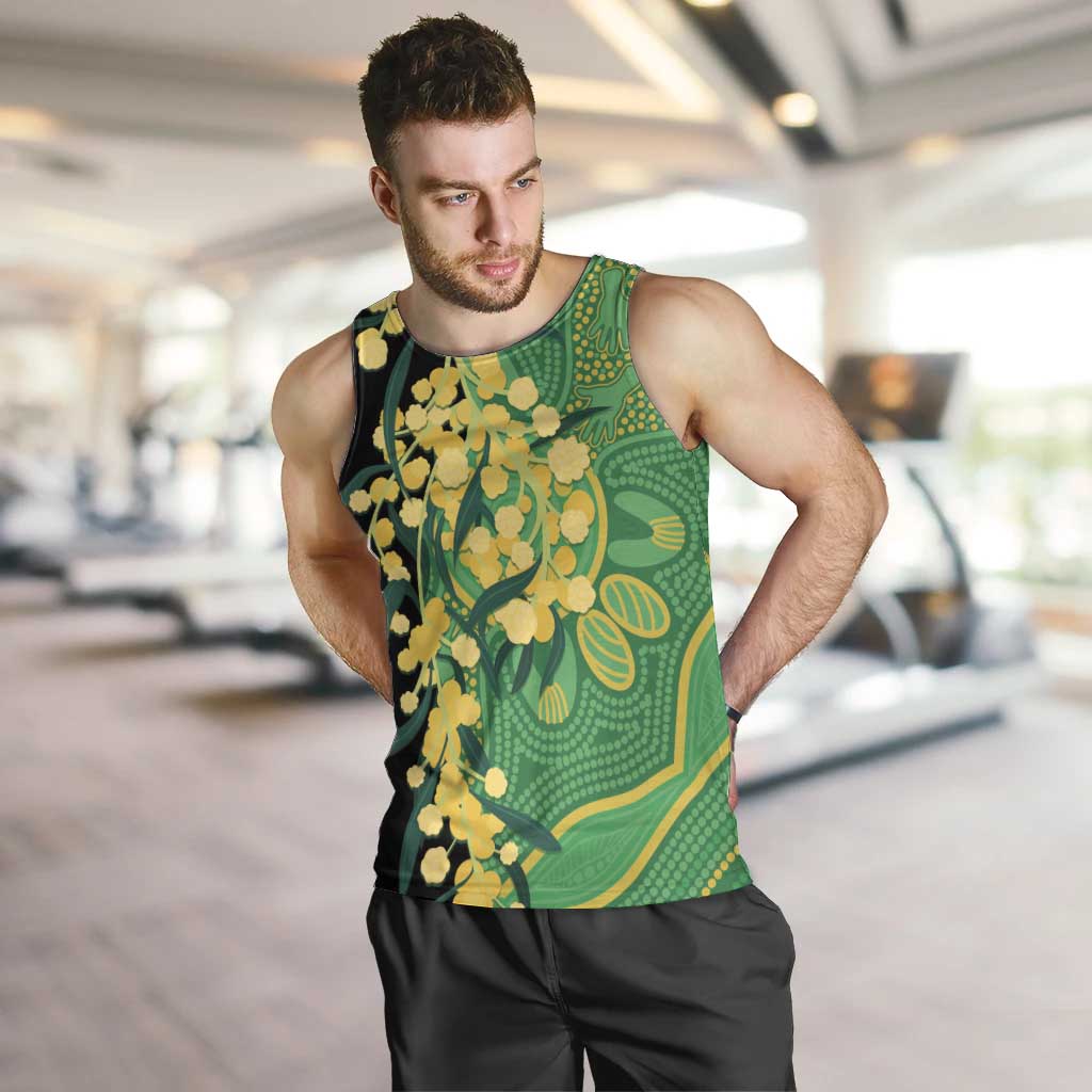 Australia Golden Wattle Men Tank Top Aussie Native Flowers Indigenous Art - Aussie Hoodie