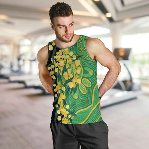 Australia Golden Wattle Men Tank Top Aussie Native Flowers Indigenous Art - Aussie Hoodie