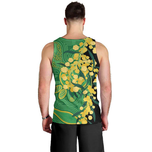 Australia Golden Wattle Men Tank Top Aussie Native Flowers Indigenous Art - Aussie Hoodie