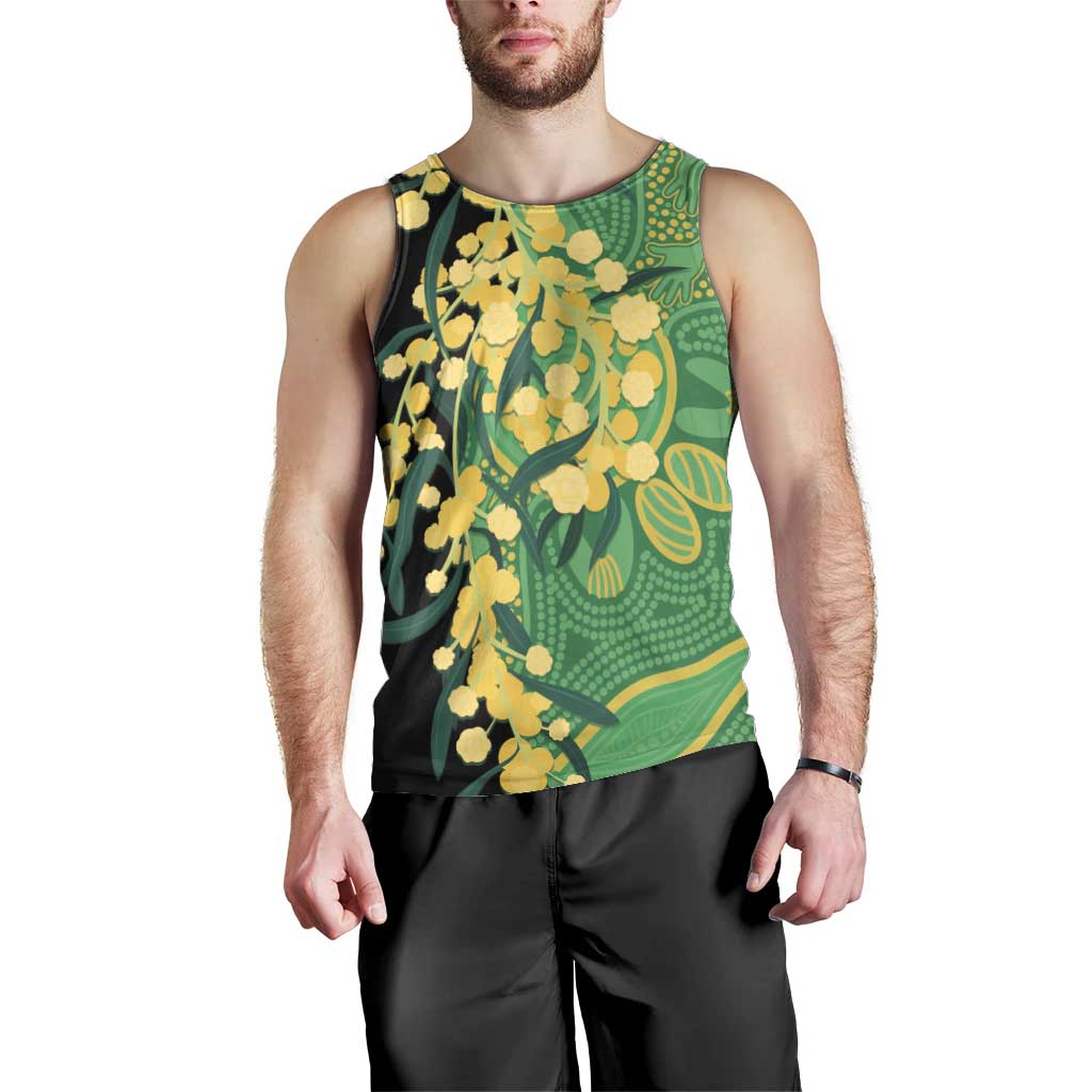 Australia Golden Wattle Men Tank Top Aussie Native Flowers Indigenous Art - Aussie Hoodie