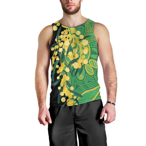 Australia Golden Wattle Men Tank Top Aussie Native Flowers Indigenous Art - Aussie Hoodie