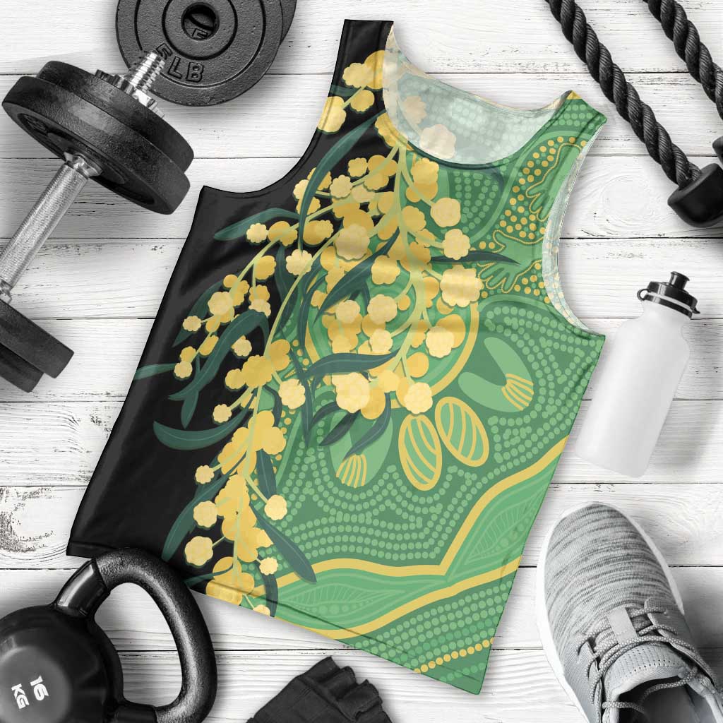 Australia Golden Wattle Men Tank Top Aussie Native Flowers Indigenous Art - Aussie Hoodie