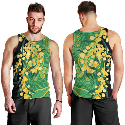 Australia Golden Wattle Men Tank Top Aussie Native Flowers Indigenous Art - Aussie Hoodie