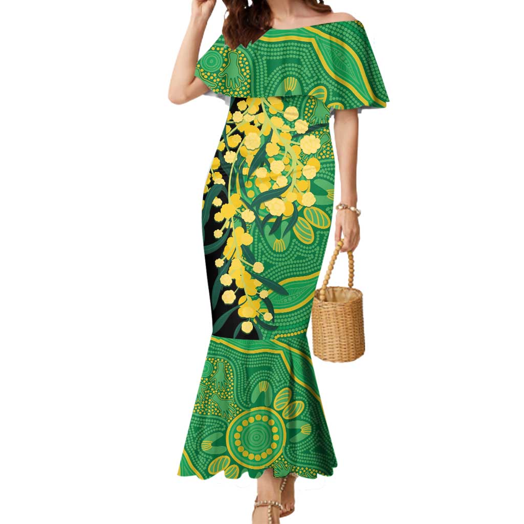 Australia Golden Wattle Mermaid Dress Aussie Native Flowers Indigenous Art - Aussie Hoodie