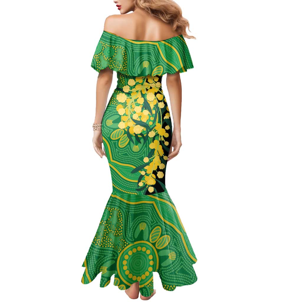 Australia Golden Wattle Mermaid Dress Aussie Native Flowers Indigenous Art - Aussie Hoodie