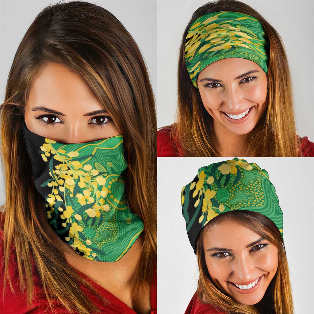 Australia Golden Wattle Neck Gaiter Aussie Native Flowers Indigenous Art - Aussie Hoodie