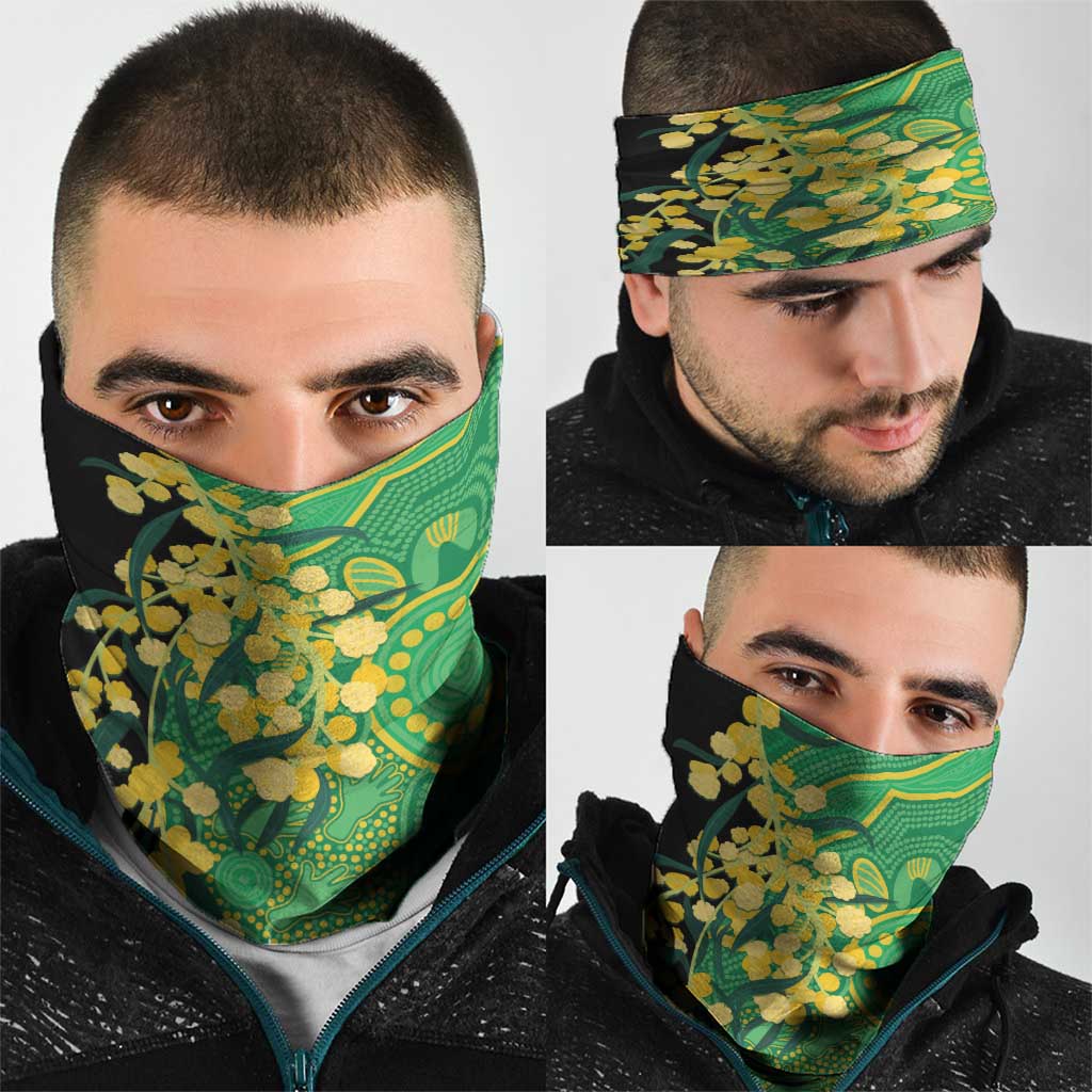 Australia Golden Wattle Neck Gaiter Aussie Native Flowers Indigenous Art - Aussie Hoodie