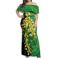Australia Golden Wattle Off Shoulder Maxi Dress Aussie Native Flowers Indigenous Art - Aussie Hoodie