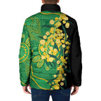 Australia Golden Wattle Padded Jacket Aussie Native Flowers Indigenous Art - Aussie Hoodie